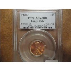 1970-S LARGE DATE LINCOLN CENT PCGS MS65RD