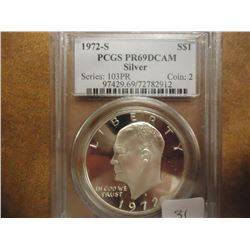 1972-S IKE SILVER DOLLAR PCGS PR69 DCAM