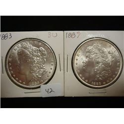 1883 & 1889 MORGAN SILVER DOLLAR BOTH BU