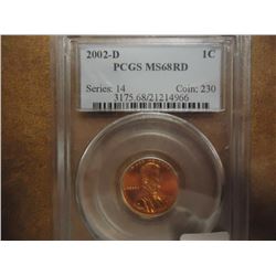 2002-D LINCOLN CENT PCGS MS68RD