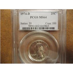 1974-D WASHINGTON QUARTER PCGS MS64