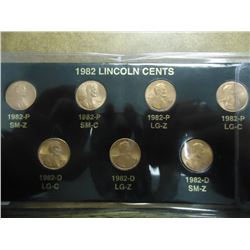 1982-7 VARIETIES LINCOLN CENT SET (UNC)