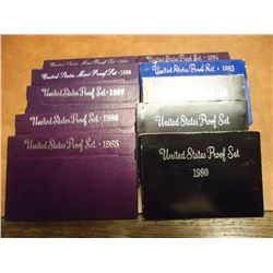 DECADE RUN OF 1980'S US PROOF SETS 1980-1989
