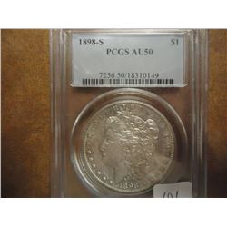 1898-S MORGAN SILVER DOLLAR PCGS AU50