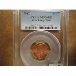 1982 ZINC LARGE DATE LINCOLN CENT PCGS MS66RD