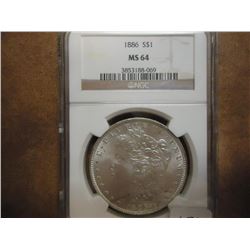 1886 MORGAN SILVER DOLLAR NGC MS64