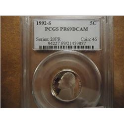 1992-S JEFFERSON NICKEL PCGS PR69 DCAM