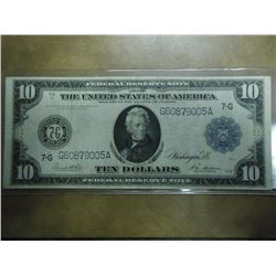 1914 LARGE SIZE $10 FRN BLUE SEAL