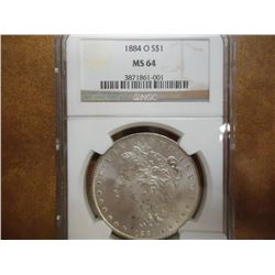 1884-O MORGAN SILVER DOLLAR NGC MS64