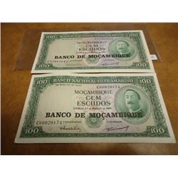 2-1961 MOZAMBIQUE 100 ESCUDOS AU+