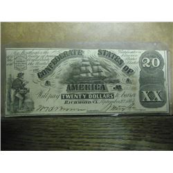 1861 $20 CONFEDERATE STATES OF AMERICA CURRENCY