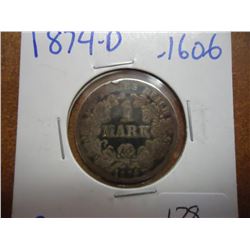 1874-D GERMAN SILVER 1 MARK .1606 OZ. ASW