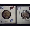 Image 1 : 1912 & 1917 CANADA SILVER 5 CENTS XF'S