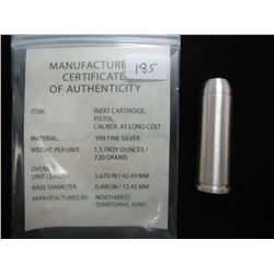 1 1/2 OZ. .999 FINE SILVER .45 CALIBER COLT BULLET