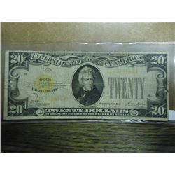 1928 US $20 GOLD CERTIFICATE