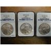 Image 1 : 2007,08 & 2010 AMERICAN SILVER EAGLES NGC MS69'S