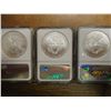 Image 2 : 2007,08 & 2010 AMERICAN SILVER EAGLES NGC MS69'S