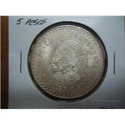 1948 MEXICO SILVER 5 PESOS .8680 OZ. ASW