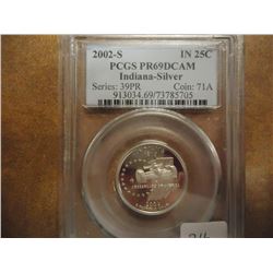 2002-S SILVER  INDIANA QUARTER PCGS PR69 DCAM