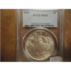 1923 PEACE SILVER DOLLAR PCGS MS62