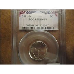 2011-D JEFFERSON NICKEL PCGS MS66FS
