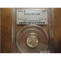 1959-D SILVER ROOSEVELT DIME PCGS MS64FB