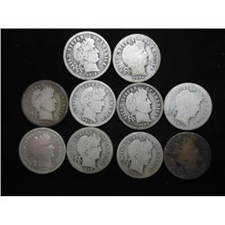 10 ASSORTED BARBER DIMES