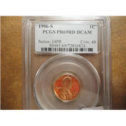 1986-S LINCOLN CENT PCGS PR69RD DCAM