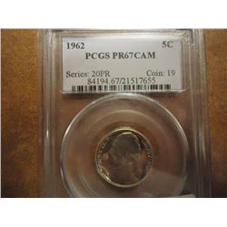 1962 JEFFERSON NICKEL PCGS PR67 CAM