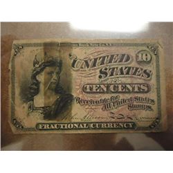 10 CENT US FRACTIONAL CURRENCY TAPED