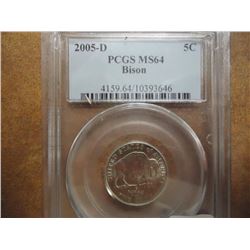 2005-D BISON NICKEL PCGS MS64