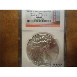 2011 (S) AMERICAN SILVER EAGLE NGC MS69