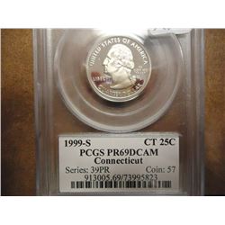 1999-S CONNECTICUT QUARTER PCGS PR69 DCAM