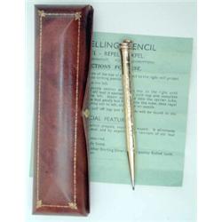 A Wahl Eversharp propelling pencil with ribbon ring with hand engraved decoration marked "14ct so...