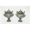 Image 1 : A pair of French late 19th century green marble and gilt bronze urns and covers, each bulbous bod...