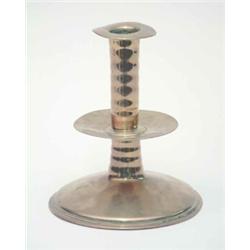 A Charles II brass trumpet base candlestick, c.1660, with ribbed stem, 6.25ins...