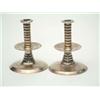 Image 1 : A pair of Charles II brass trumpet base candlesticks, c.1660, each with ribbed stem, (one with so...