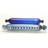 Image 1 : A late Victorian Nailsea-type blue and white glass rolling pin, 14ins, and another, blue glass, 1...