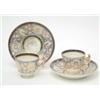 Image 1 : A late Georgian bone china part set of 6 London-shape coffee cups, and 9 saucers gilded with flow...