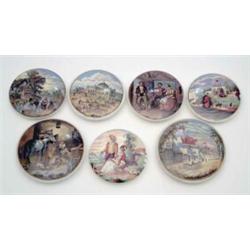 A collection of 7 19th century pot lids, including Walmer Castle, Philadelphia Exhibition 1876, T...