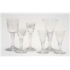 Image 1 : An 18th century engraved bucket bowl glass, 6.5ins, 2 18th century engraved cordial glasses, 3.75...