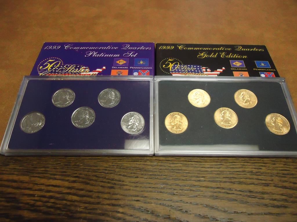 21999 US 50 STATE QUARTERS PROOF SETS UNC GOLD EDITION AND PLATINUM