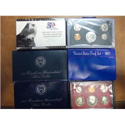 6 US MINT SETS SEE DESCRIPTION 1980 US PROOF SET (WITH BOX), 1972 US PROOF SET (WITH BOX), 1968 US P