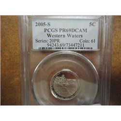 2005-S WESTERN WATERS NICKEL PCGS PR69 DCAM