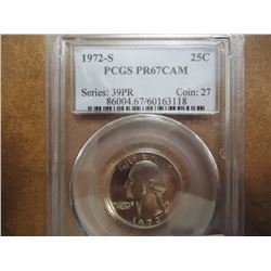 1972-S WASHINGTON QUARTER PCGS PR67 CAM