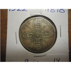1922 GREAT BRITAIN SILVER FLORIN .1818 OZ. ASW