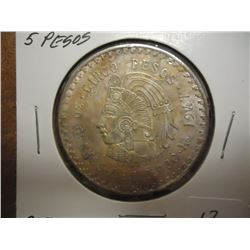 1947 MEXICO SILVER 5 PESO .8680 OZ. ASW