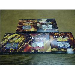 5 ASSORTED 50 STATE QUARTER P & D UNC SETS ORIGINAL US MINT PACKAGING, 2003 ILLINOIS, 2004 IOWA, 200