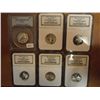 Image 1 : 6 SLABBED WASHINGTON SILVER QUARTERS SEE DESCRIPT. 1976-S PCGS PR69 DCAM, 2000-S MARYLAND NGC PF69 U