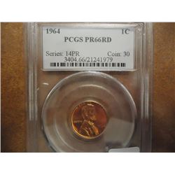 1964 LINCOLN CENT PCGS PR66RD